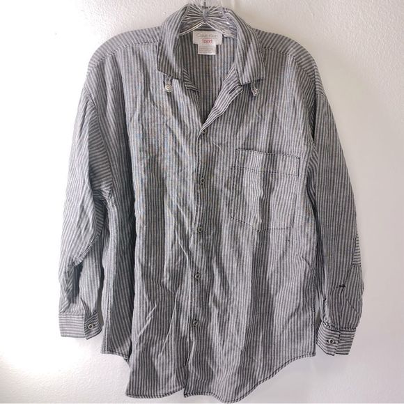 Calvin Klein Other - CALVIN KLEIN SPORT mens Button Front Shirt Small grey black striped vintage Y2k